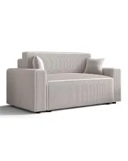 Biała tapicerowana sofa sztruksowa rozkładana - Tivaro w sklepie Edinos.pl