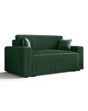 Ciemnozielona rozkładana sofa sztruksowa z pojemnikiem - Tivaro w sklepie Edinos.pl