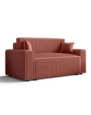Łososiowa rozkładana sofa sztruksowa z pojemnikiem - Tivaro w sklepie Edinos.pl