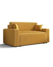 Musztardowa rozkładana sofa sztruksowa tapicerowana - Tivaro w sklepie Edinos.pl