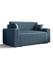 Niebieska sofa rozkładana z pojemnikiem na pościel - Tivaro w sklepie Edinos.pl