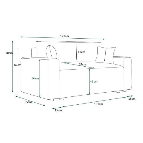 Wymiary sofy rozkładanej Tivaro
