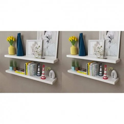 Fotografia Zestaw nowoczesnych półek ściennych Akra 4X - biały z kategorii Półki ścienne