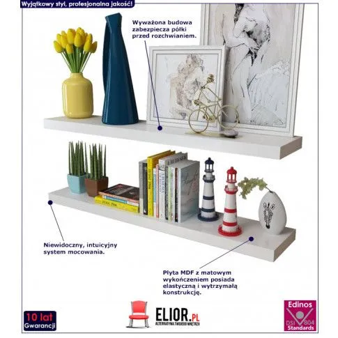 Szczegółowe zdjęcie nr 6 produktu Zestaw nowoczesnych półek ściennych Akra 4X - biały