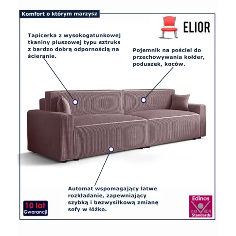 Różowa tapicerowana sofa Almoria 