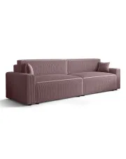 Różowa sofa tapicerowana z funkcją spania - Almoria w sklepie Edinos.pl