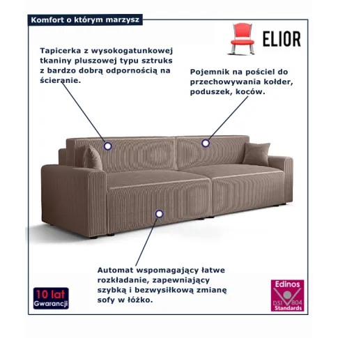 Sofa z funkcja spania Almoria jasnoróżowy