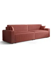 Łososiowa sofa rozkładana z pojemnikiem na pościel - Almoria w sklepie Edinos.pl
