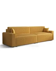 Musztardowa sztruksowa sofa z funkcją spania - Almoria w sklepie Edinos.pl