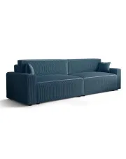Niebieska rozkładana sofa sztruksowa - Almoria w sklepie Edinos.pl