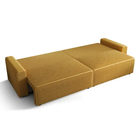 Musztardowa sofa rozkładana Almoria