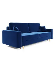 Granatowa rozkładana sofa welurowa z funkcją spania - Taloria w sklepie Edinos.pl