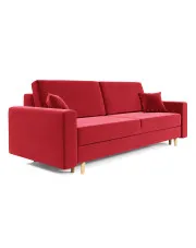 Czerwona rozkładana sofa tapicerowana welurem  - Taloria w sklepie Edinos.pl