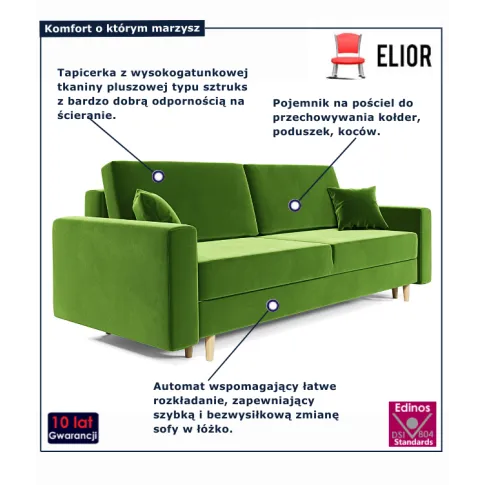 Zielona welurowa sofa Taloria