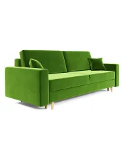 Zielona sofa welurowa z pojemnikiem i funkcją spania - Taloria w sklepie Edinos.pl