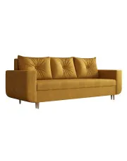 Musztardowa rozkładana sofa welurowa - Alvesso 4X w sklepie Edinos.pl