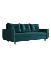 Welurowa rozkładana sofa w kolorze morskim - Alvesso 4X w sklepie Edinos.pl