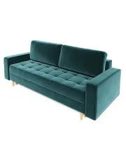 Ciemnozielona sofa welurowa z pojemnikiem - Eralis w sklepie Edinos.pl
