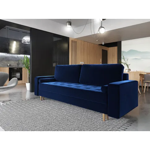 Wizualizacja wnetrza z granatowa sofa Eralis