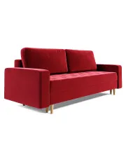 Czerwona sofa rozkładana z pojemnikiem na pościel - Eralis w sklepie Edinos.pl