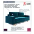 Szczegółowe zdjęcie nr 5 produktu Niebieska sofa rozkładana z funkcją spania - Eralis