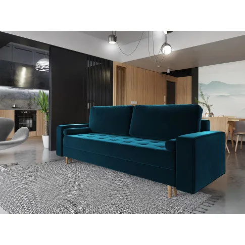 Fotografia Niebieska sofa rozkładana z funkcją spania - Eralis z kategorii Kanapy i sofy