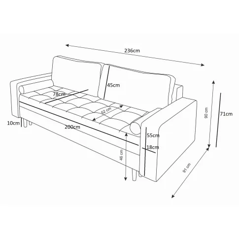 Szczegółowe zdjęcie nr 4 produktu Niebieska sofa rozkładana z funkcją spania - Eralis