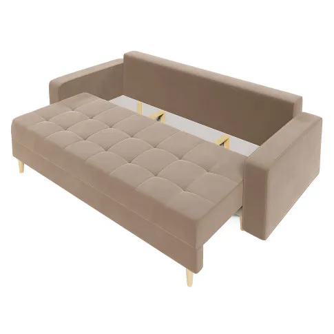 Jasnobrązowa sofa z pojemnikiem na pościel Eralis