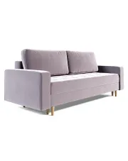 Jasnoróżowa welurowa sofa rozkładana - Eralis w sklepie Edinos.pl