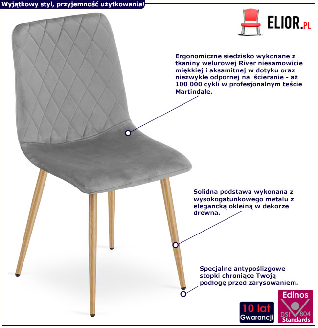 Jasnoszare krzesło metalowe do jadalni Orinos 3X