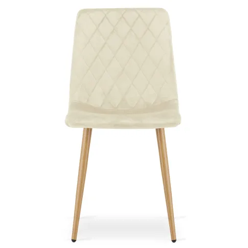 Jasnobeżowe krzesło metalowe welurowe Orinos 3X