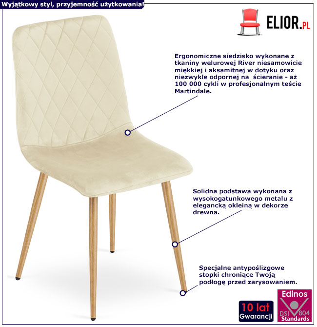 Janobeżowe krzesło metalowe do jadalni Orinos 3X