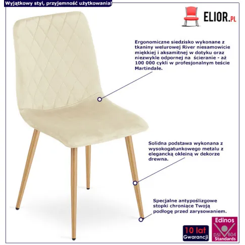 Janobeżowe krzesło welurowe Orinos 3X