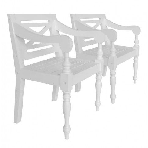 Zdjęcie produktu Mahoniowe krzesła tarasowe Amarillo 2 szt - białe.