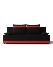 Czarno-czerwona sofa do poczekalni rozkładana z pojemnikiem - Rivare w sklepie Edinos.pl