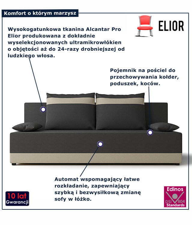 Sofa tapicerowana w kolorze szaro-beżowym Rivare