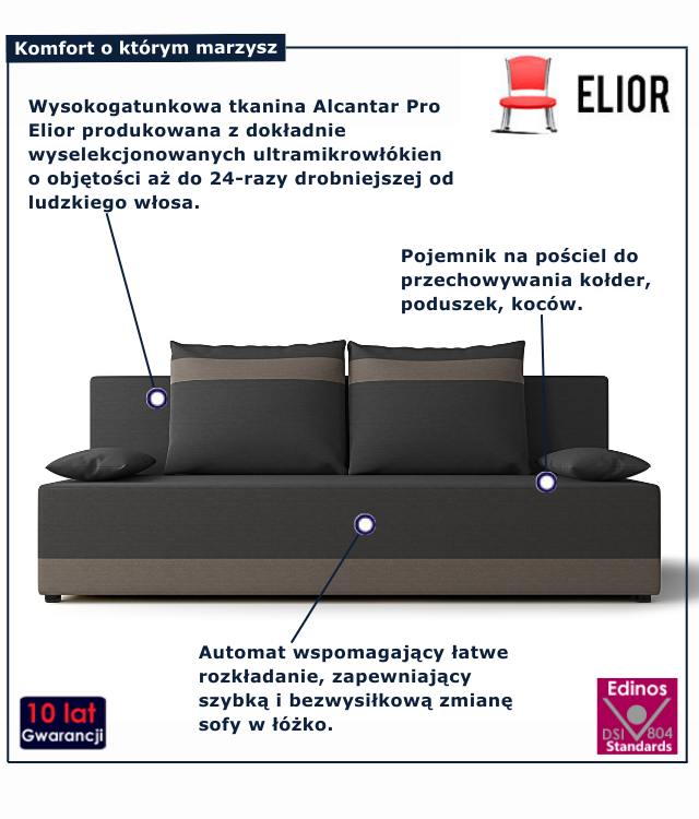 Sofa tapicerowana w kolorze szaro-brązowym Rivare