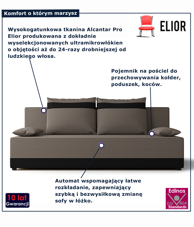 Sofa tapicerowana w kolorze brązowo-czarnym Rivare