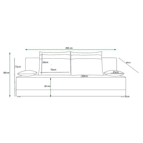 Wymiary sofy rozkładanej Rivare