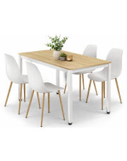 Zestaw stół z krzesłami biały + dąb - Renox 4X w sklepie Edinos.pl
