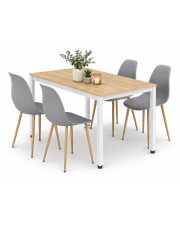 Prostokątny stół z 4 szarymi krzesłami - Renox 4X w sklepie Edinos.pl