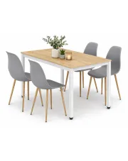 Prostokątny stół z 4 szarymi krzesłami do salonu - Renox 4X w sklepie Edinos.pl