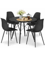 Okrągły czarny stół z 4 krzesłami - Duto 3X w sklepie Edinos.pl