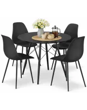 Okrągły czarny stół z 4 krzesłami - Duto 3X w sklepie Edinos.pl