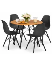 Okrągły nowoczesny stół z 4 czarnymi krzesłami - Duto 3X w sklepie Edinos.pl