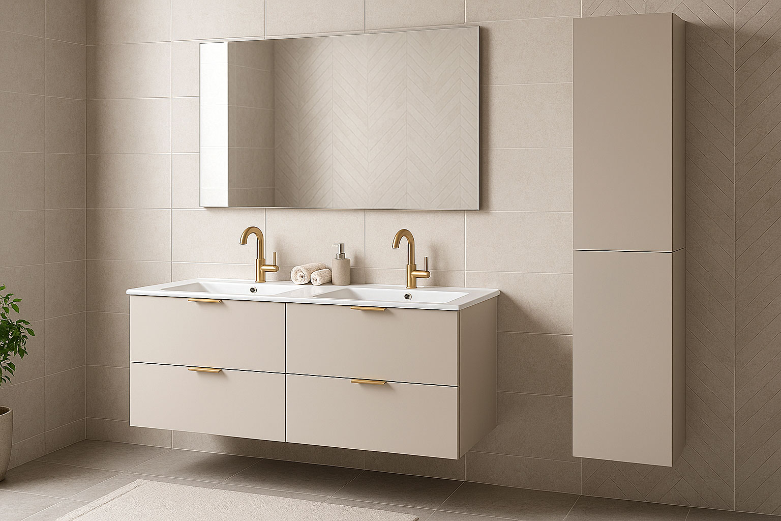 Nowoczesny zestaw mebli łazienkowych podwieszanych Belvani