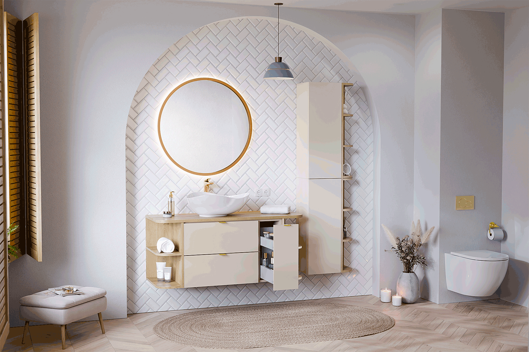 Nowoczesny zestaw mebli łazienkowych Belvani 