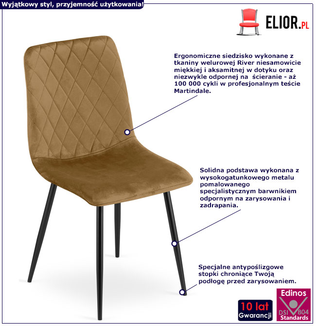 Brązowe welurowe krzesło z kompletu krzeseł Orinos