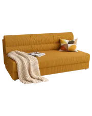 Musztardowa sztruksowa wersalka rozkładana - Aurevo w sklepie Edinos.pl