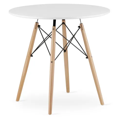 biały stolik na bukowych nogach Duto 4X